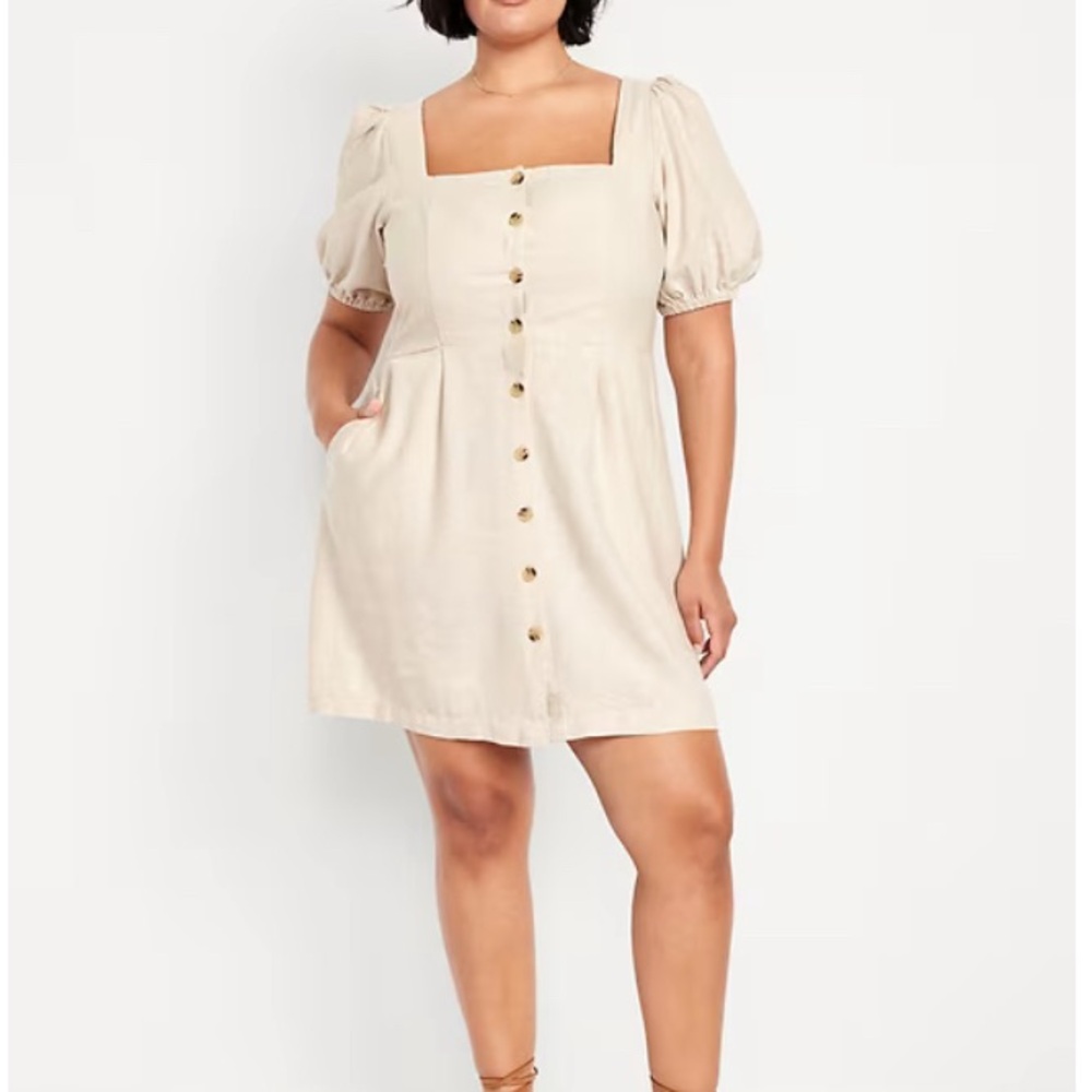 Old Navy Beige Button-Front Mini Dress
